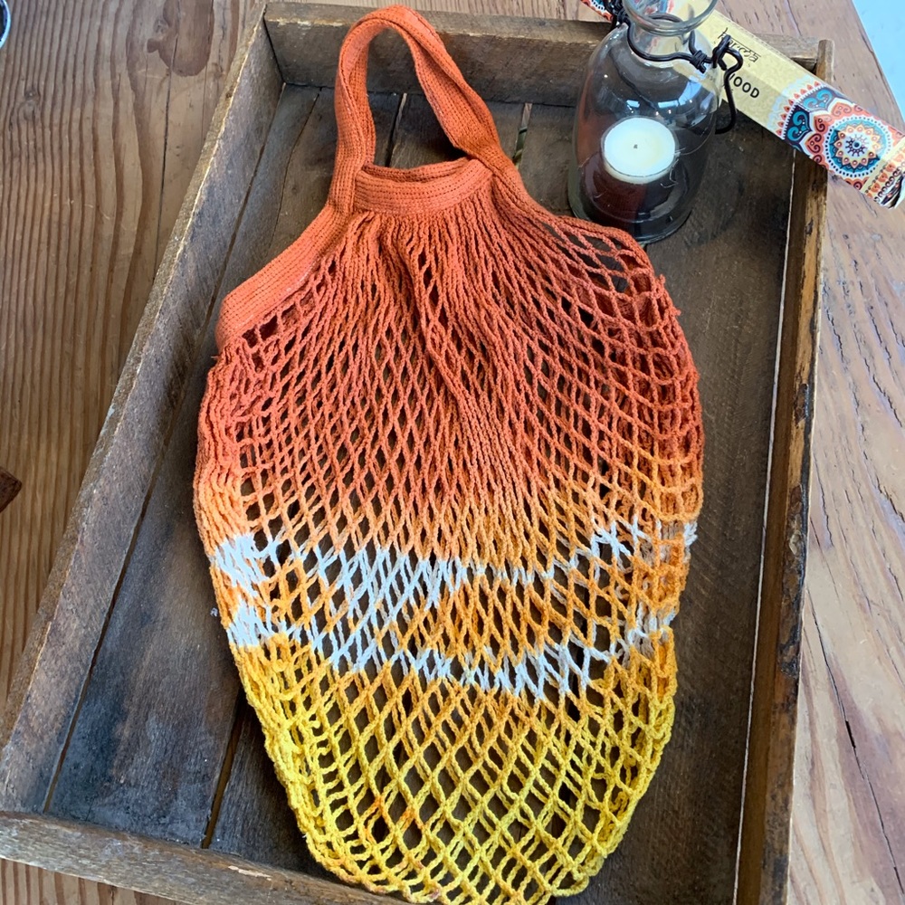 ✨HAND DYED FRENCH MKT STRING NET BAG SHORT HANDLE - Picture 7 of 7